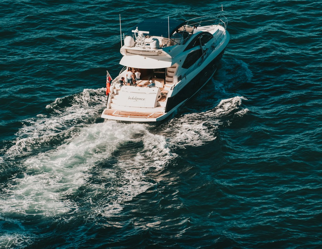 Motor yacht underway in open water